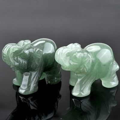 Small Aventurine Elephant Carvings