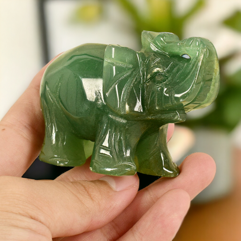 Small Aventurine Elephant Carvings