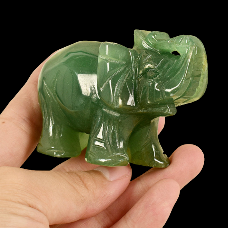 Small Aventurine Elephant Carvings