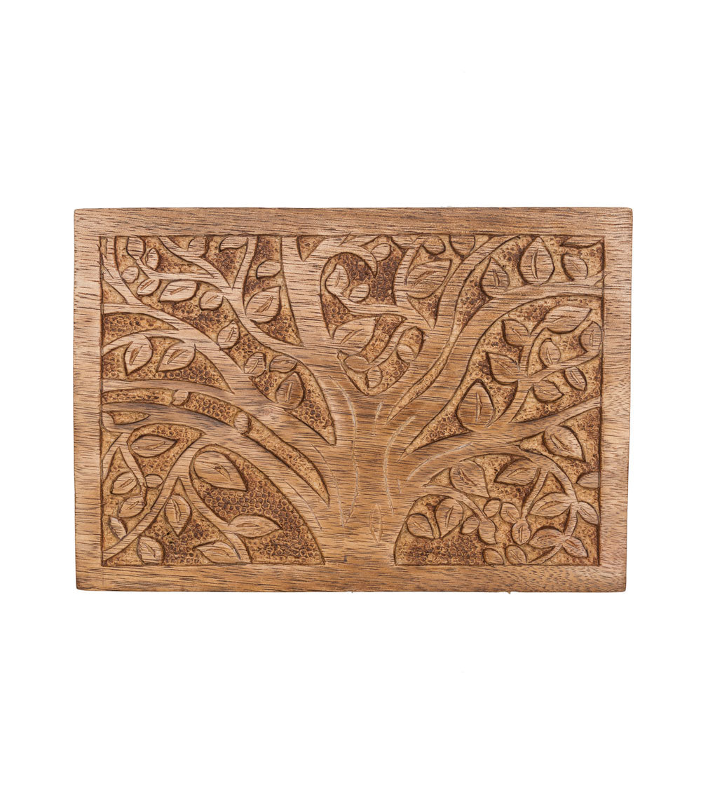 Aranyani Tree of Life Jewelry Box With Tray - Hand Carved Wood by Matr Boomie