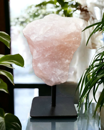 Natural Rose Quartz on Metal Stand Home Decor Display Piece by Whyte Quartz☀️