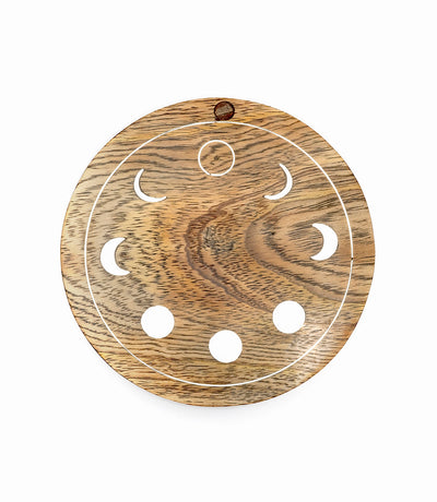 Indukala Moon Phase Round Pivot Box - Handcrafted Mango Wood by Matr Boomie