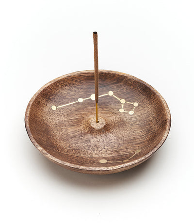 Jyotisha Celestial Round Incense Holder - Wood, Brass by Matr Boomie