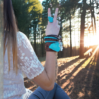 Blue Turquoise Stackable Stretch Bracelet 800u by The Jewelry Junkie