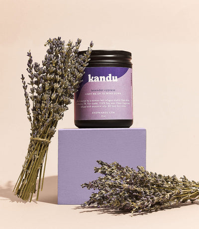 lavender cypress 8oz candle by Matr Boomie