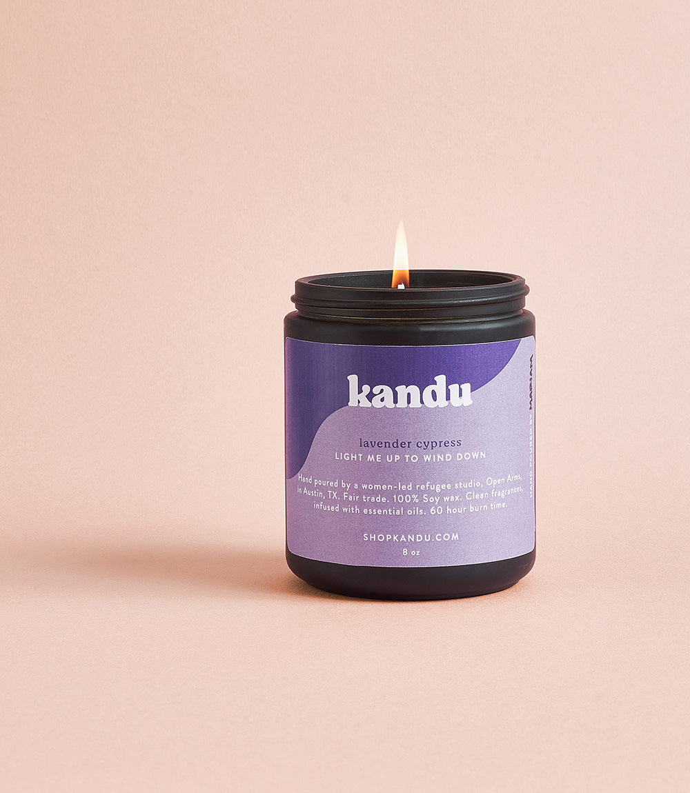 lavender cypress 8oz candle by Matr Boomie