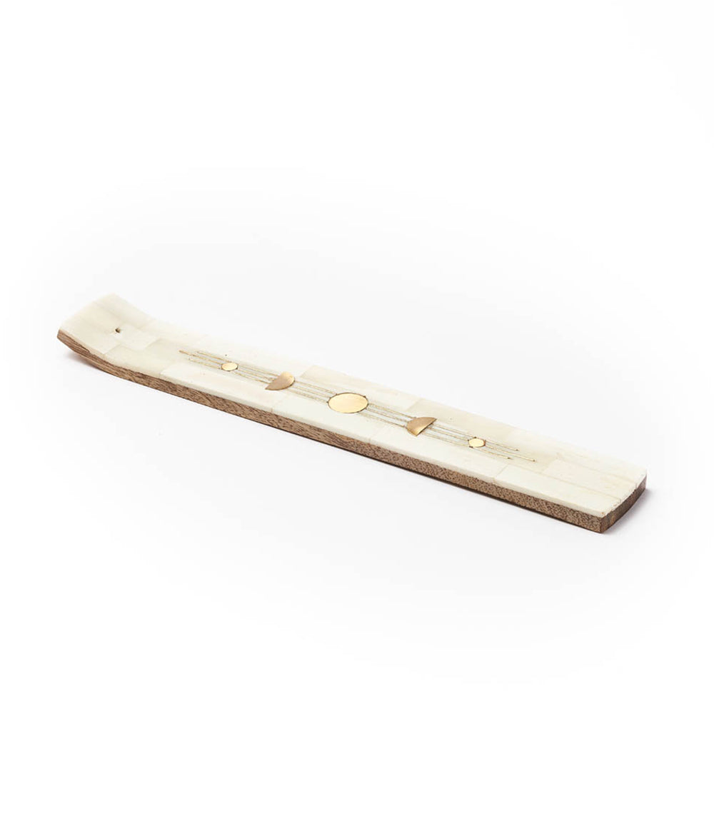 Indukala Moon Phase Incense Holder - Hand Carved Wood Bone by Matr Boomie