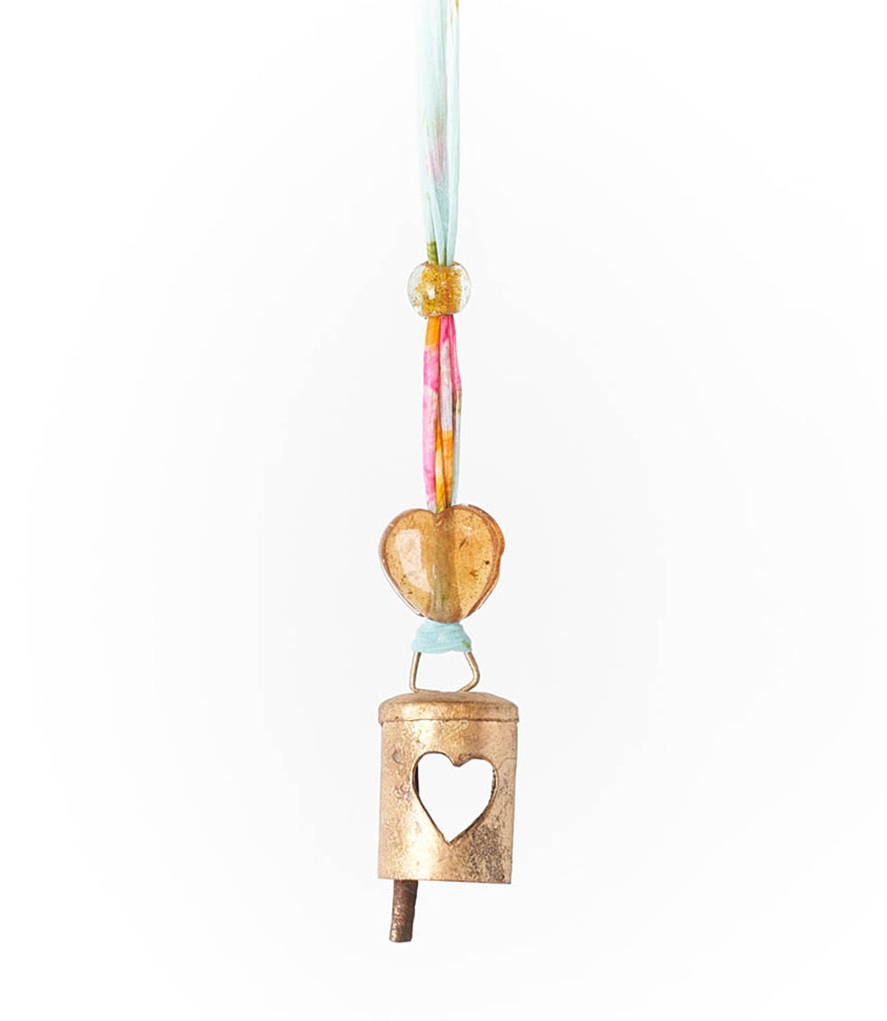 Chakshu Heart Cutout Bell Wind Chime Upcycled Sari by Matr Boomie