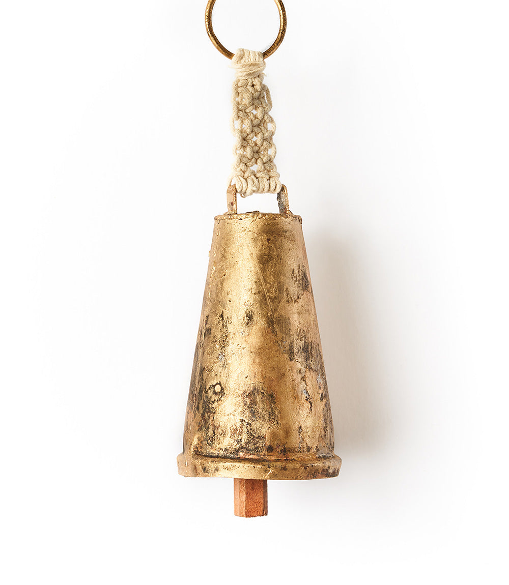 Macrame Medium Wind Chime - Rustic Cow Bell by Matr Boomie