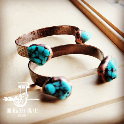 Genuine Natural Turquoise Cuff Bangle Bracelet in Copper 806t by The Jewelry Junkie