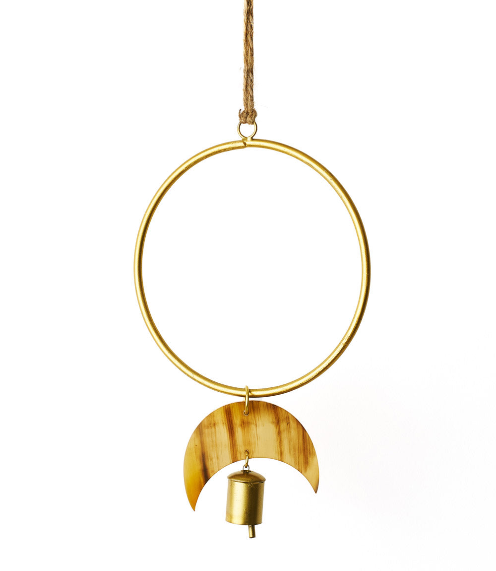 Chayana Orbit Moon Wind Chime  - Carved Horn, Hand Tuned by Matr Boomie