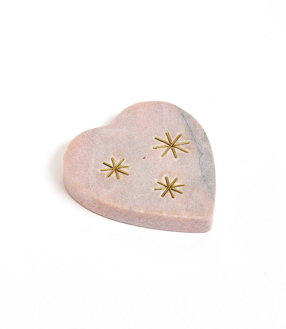 Jaipuri Heart Incense Holder - Pink Carved Marble by Matr Boomie