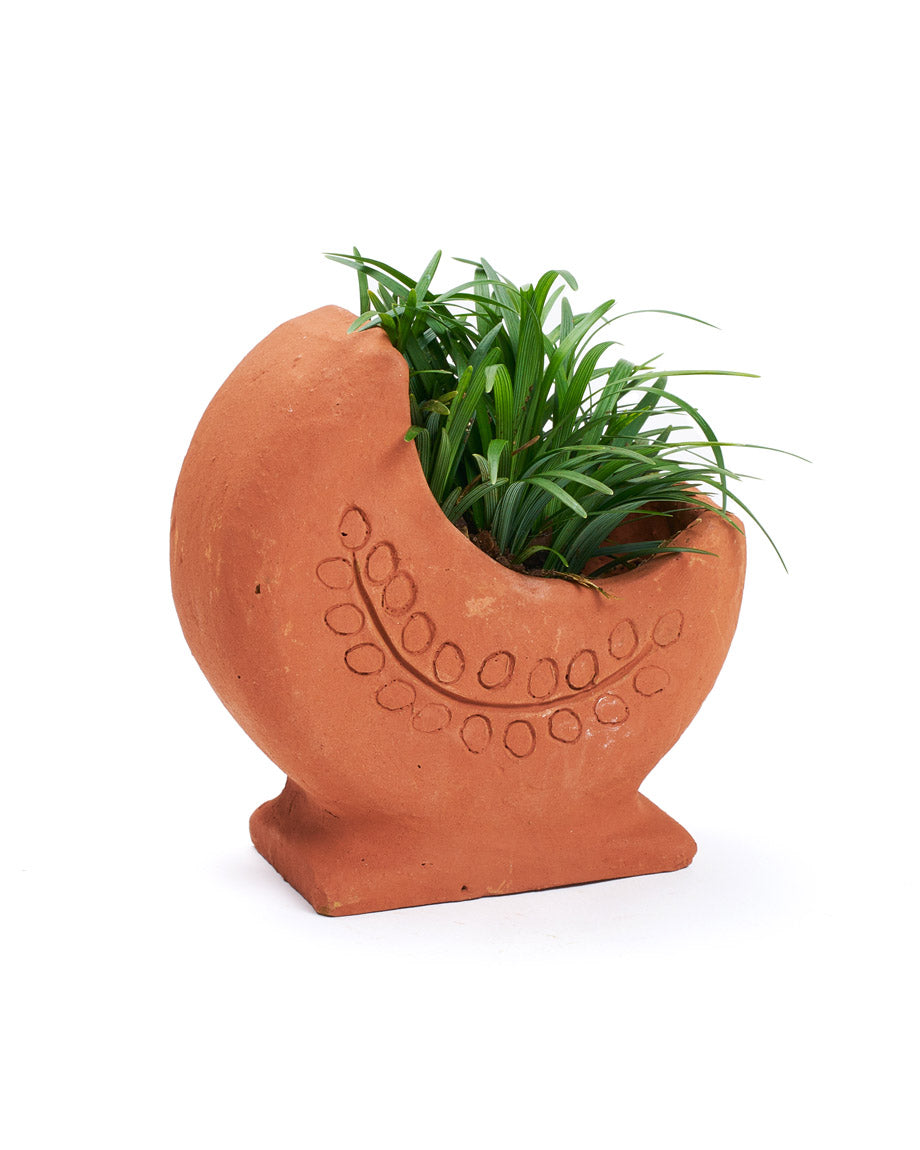 Rakshana Cresecent Moon Plant Pot - Terracotta by Matr Boomie