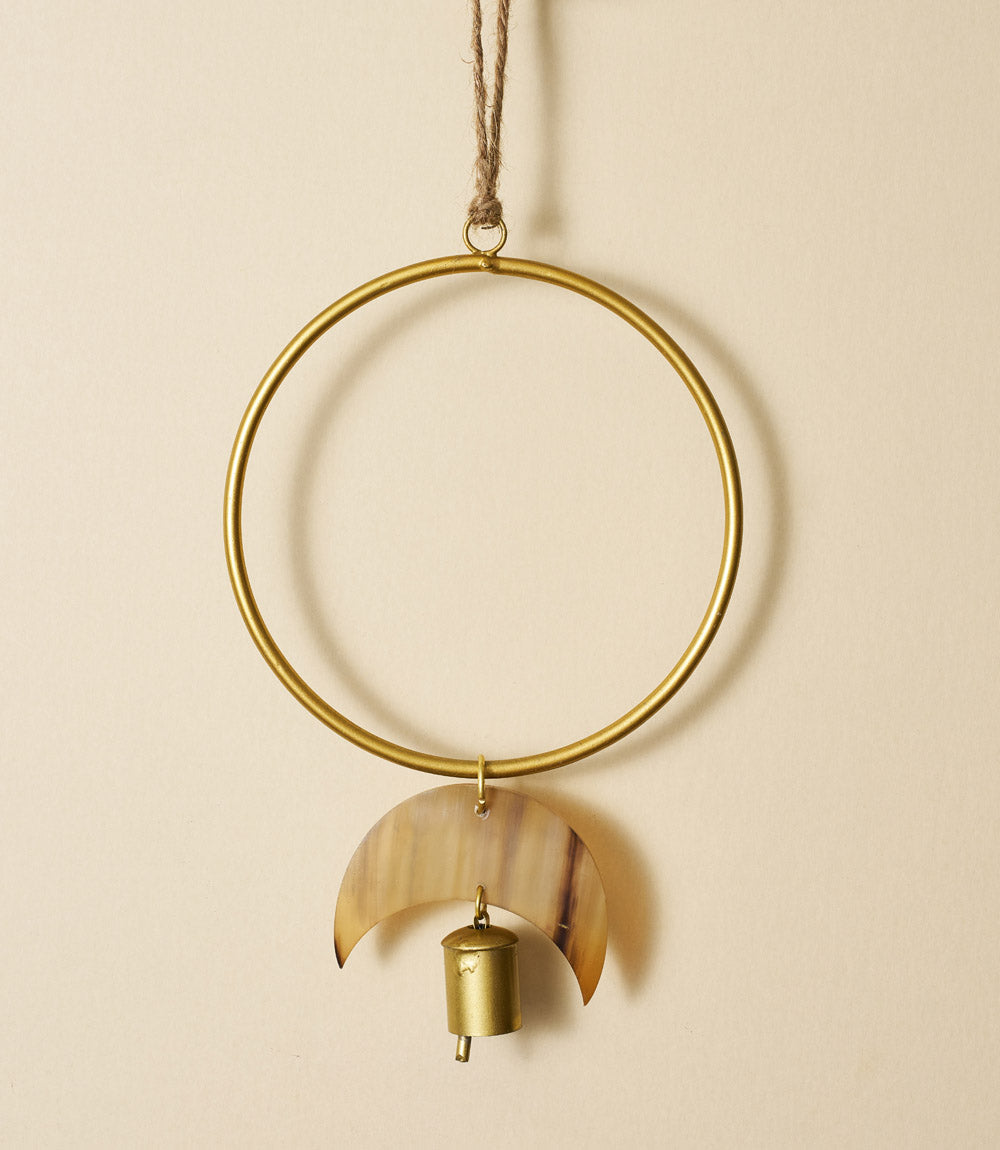 Chayana Orbit Moon Wind Chime  - Carved Horn, Hand Tuned by Matr Boomie