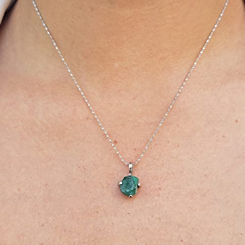 Natural raw Opal pendant chain necklace with white gold over 925 solid sterling silver, October birthstone dainty solitaire gift for her, uniquelan jewelry (fire-opal)