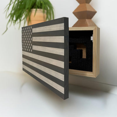 American Flag Concealed Gun Cabinet, Hidden Gun Storage American Flag (Natural)