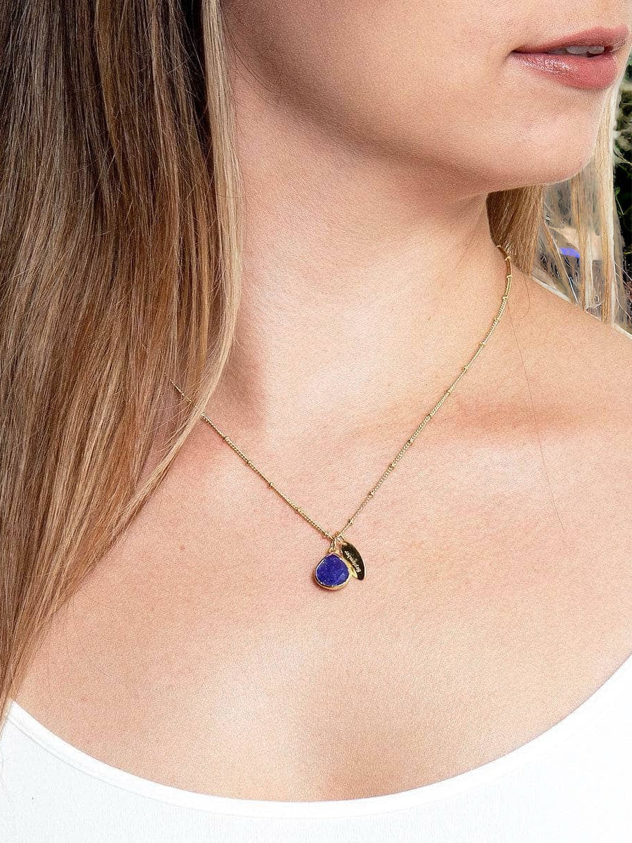 September Blue Sapphire Birthstone Necklace In Gold or Silver