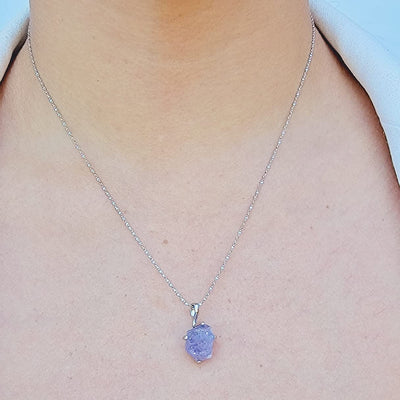 Natural raw Opal pendant chain necklace with white gold over 925 solid sterling silver, October birthstone dainty solitaire gift for her, uniquelan jewelry (fire-opal)