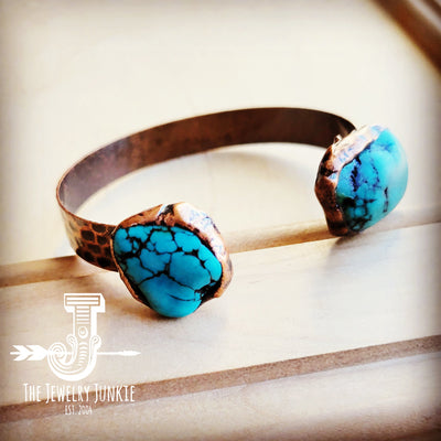 Genuine Natural Turquoise Cuff Bangle Bracelet in Copper 806t by The Jewelry Junkie