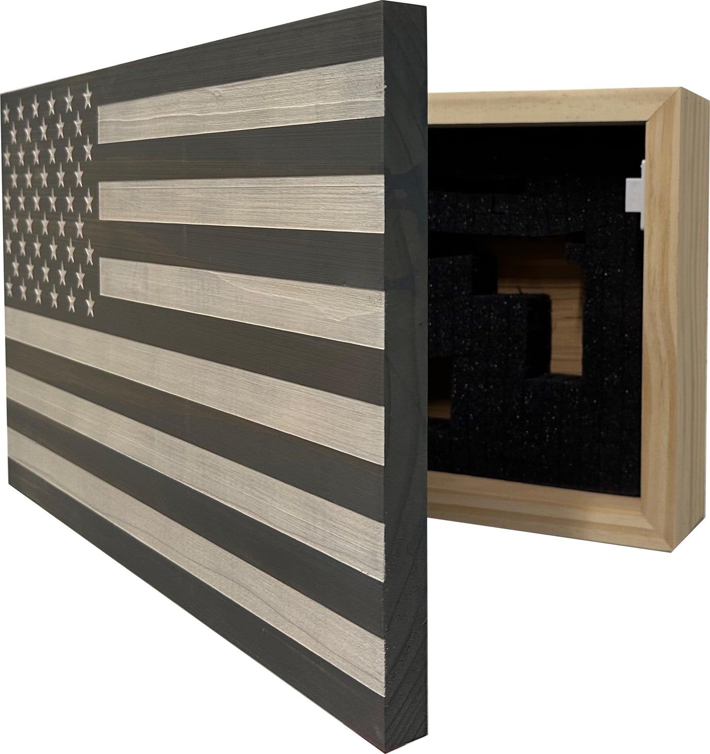 American Flag Concealed Gun Cabinet, Hidden Gun Storage American Flag (Natural)