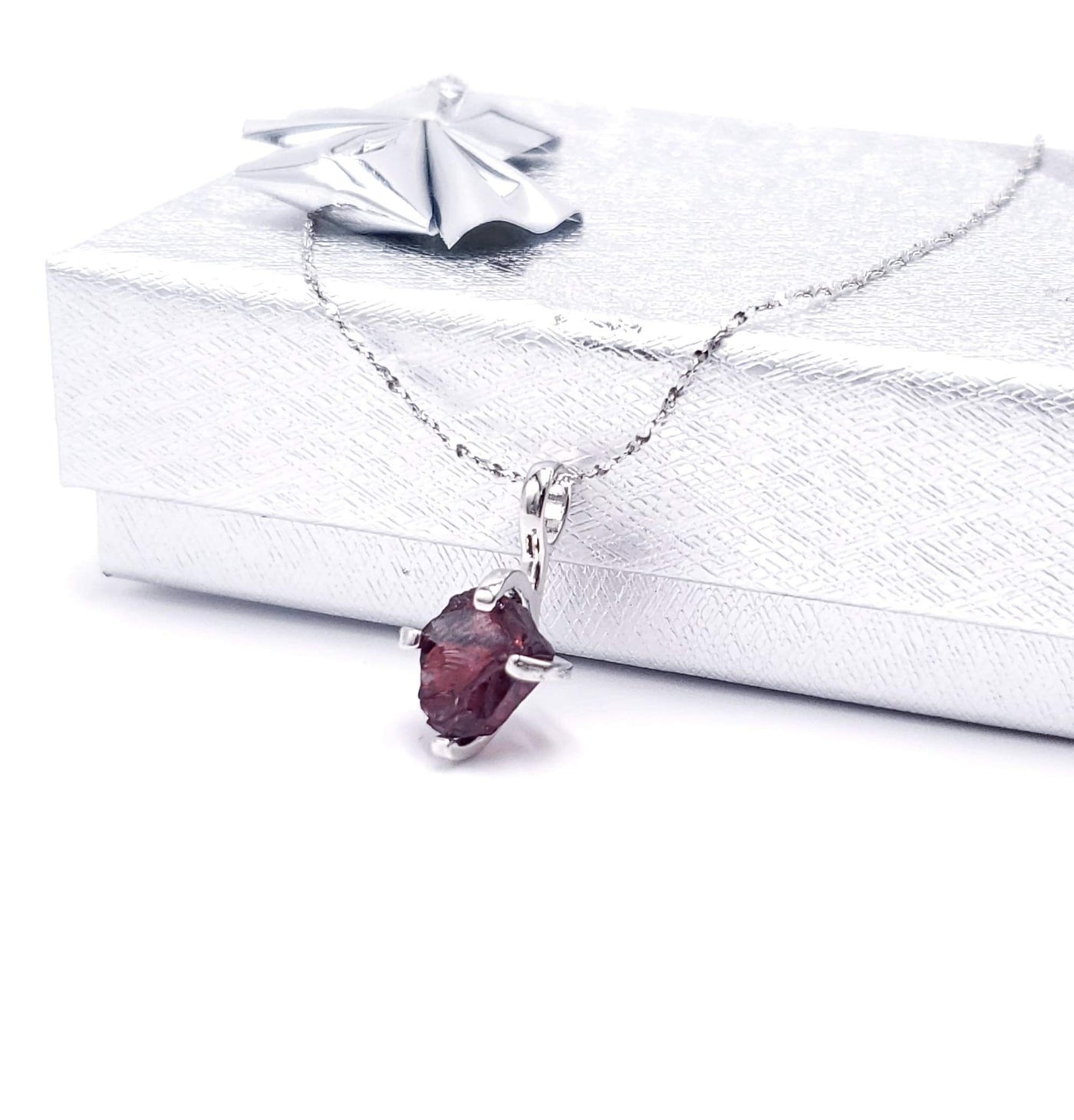 Natural raw Opal pendant chain necklace with white gold over 925 solid sterling silver, October birthstone dainty solitaire gift for her, uniquelan jewelry (fire-opal)