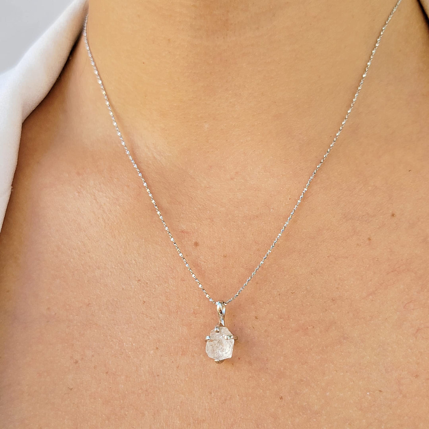 Natural raw Opal pendant chain necklace with white gold over 925 solid sterling silver, October birthstone dainty solitaire gift for her, uniquelan jewelry (fire-opal)