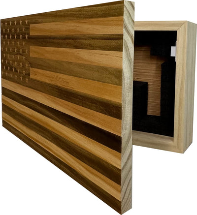 American Flag Concealed Gun Cabinet, Hidden Gun Storage American Flag (Natural)