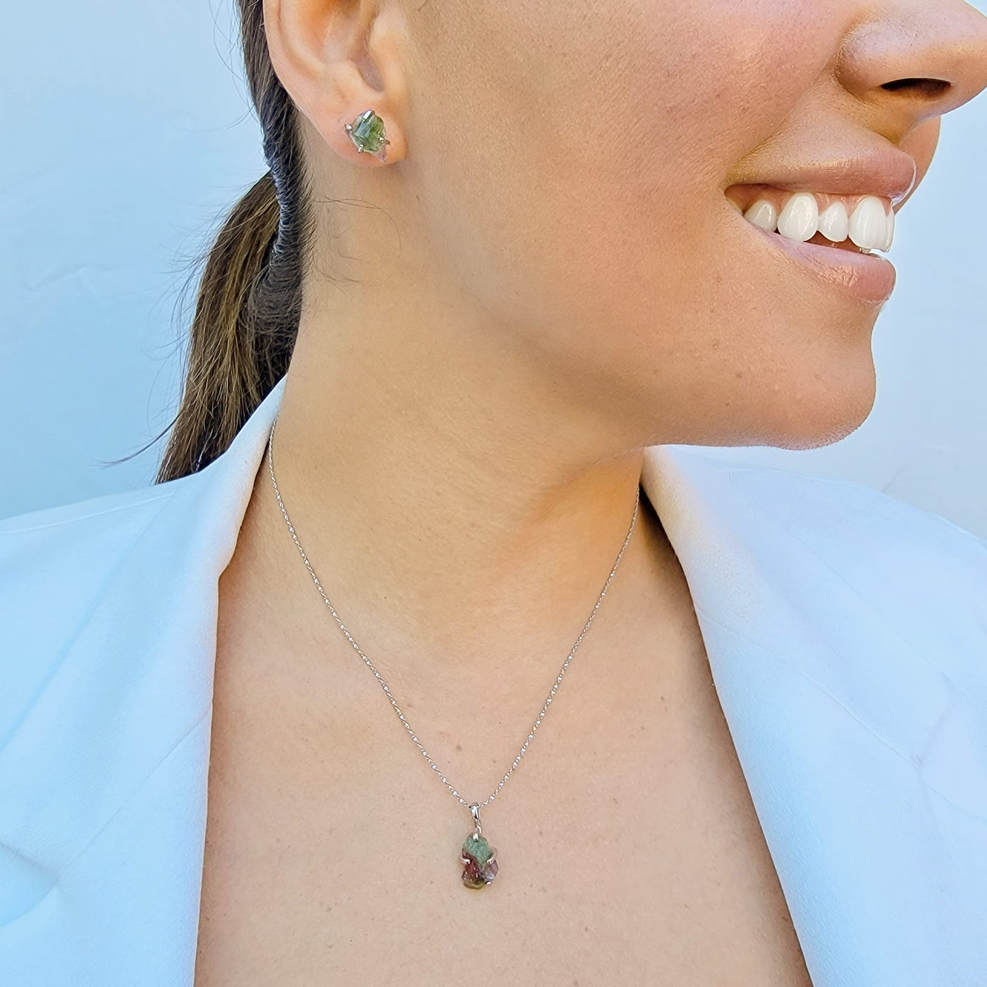 Natural raw Opal pendant chain necklace with white gold over 925 solid sterling silver, October birthstone dainty solitaire gift for her, uniquelan jewelry (fire-opal)