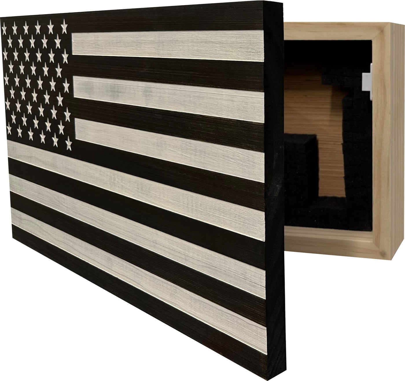 American Flag Concealed Gun Cabinet, Hidden Gun Storage American Flag (Natural)