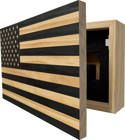 American Flag Concealed Gun Cabinet, Hidden Gun Storage American Flag (Natural)