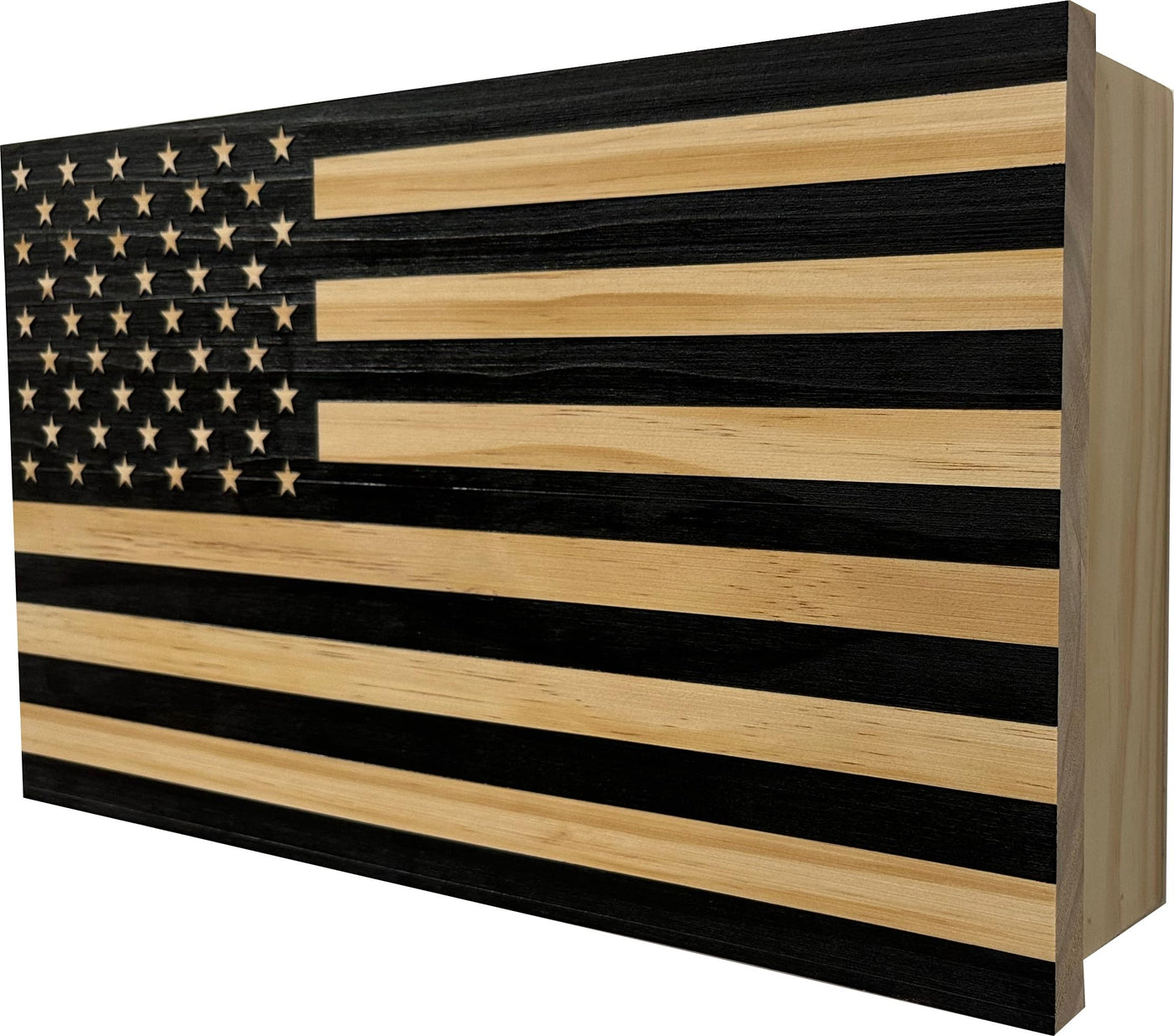 American Flag Concealed Gun Cabinet, Hidden Gun Storage American Flag (Natural)