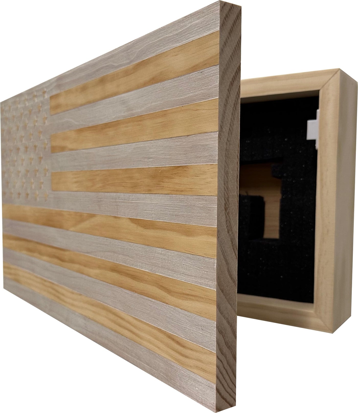 American Flag Concealed Gun Cabinet, Hidden Gun Storage American Flag (Natural)