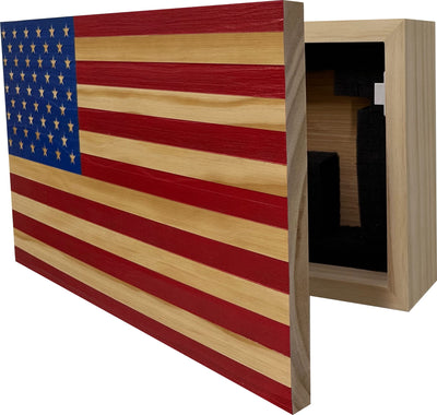 American Flag Concealed Gun Cabinet, Hidden Gun Storage American Flag (Natural)