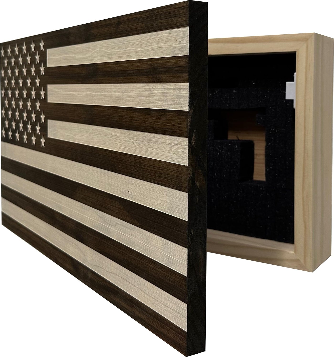 American Flag Concealed Gun Cabinet, Hidden Gun Storage American Flag (Natural)