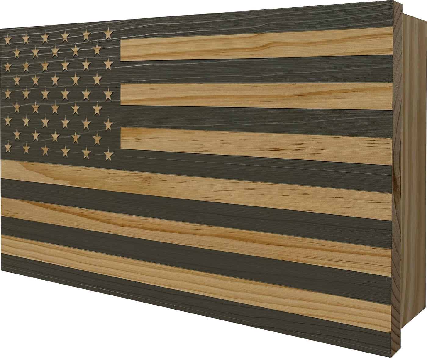 American Flag Concealed Gun Cabinet, Hidden Gun Storage American Flag (Natural)