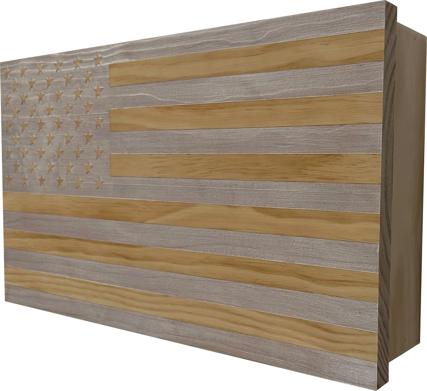 American Flag Concealed Gun Cabinet, Hidden Gun Storage American Flag (Natural)