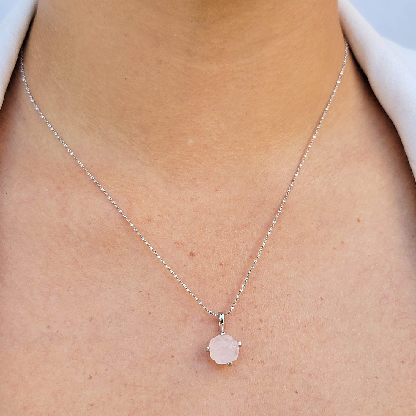 Natural raw Opal pendant chain necklace with white gold over 925 solid sterling silver, October birthstone dainty solitaire gift for her, uniquelan jewelry (fire-opal)