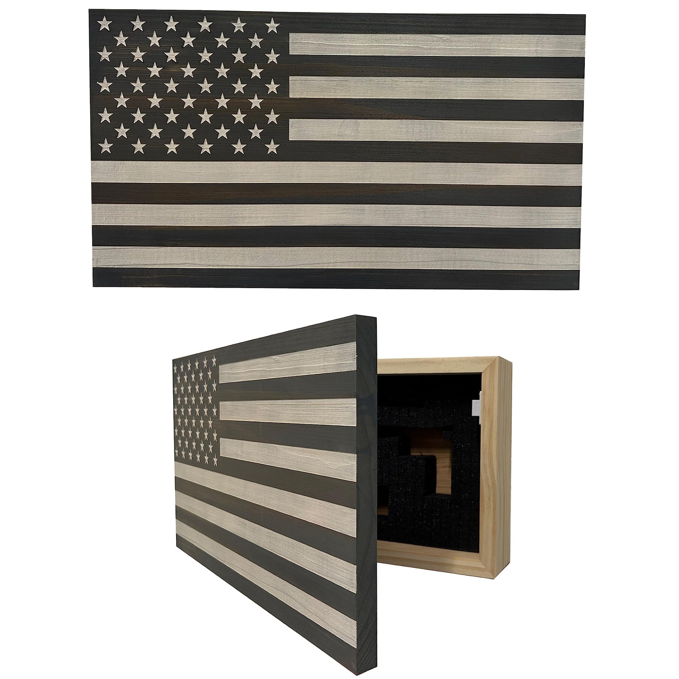 American Flag Concealed Gun Cabinet, Hidden Gun Storage American Flag (Natural)