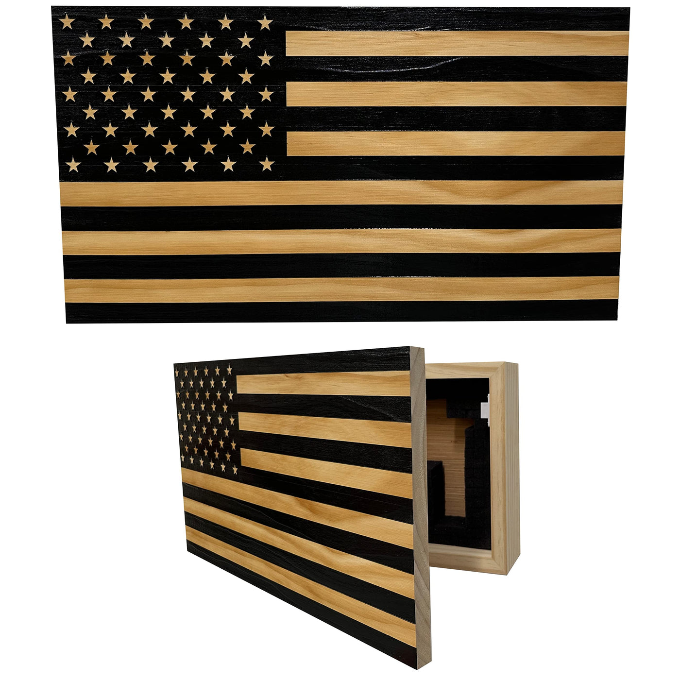 American Flag Concealed Gun Cabinet, Hidden Gun Storage American Flag (Natural)