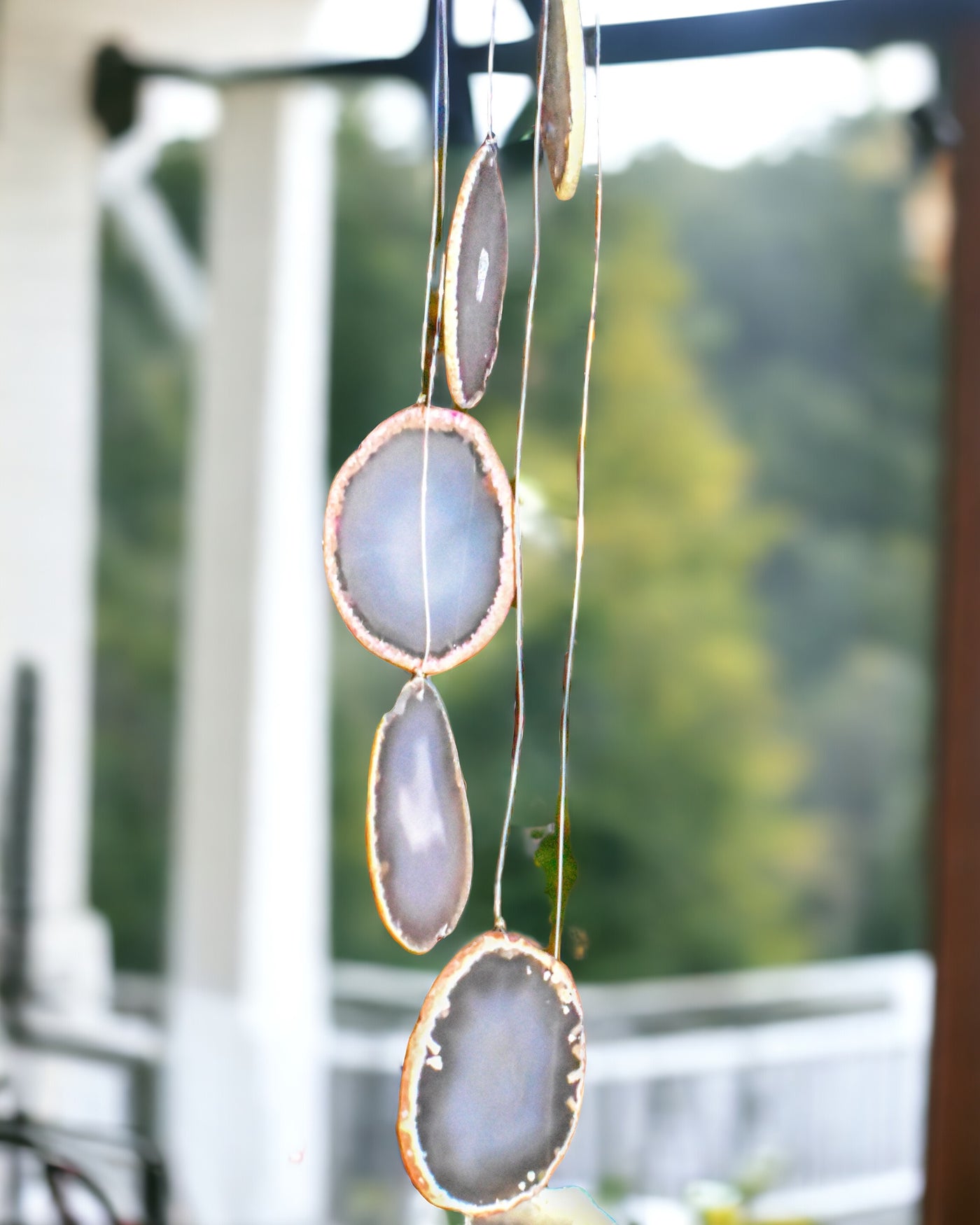 Large Natural Agate Slice Wind Chime by Whyte Quartz