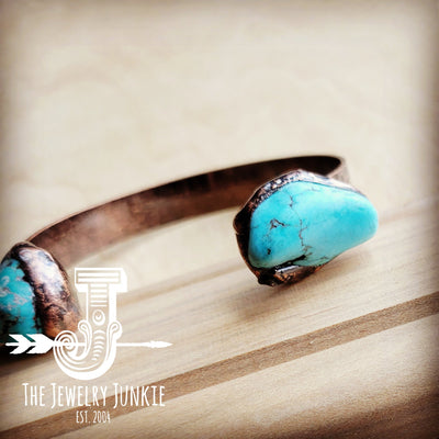 Genuine Natural Turquoise Cuff Bangle Bracelet in Copper 806t by The Jewelry Junkie