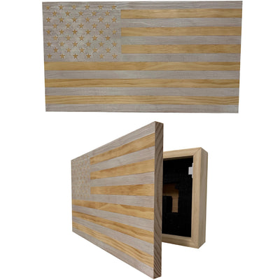 American Flag Concealed Gun Cabinet, Hidden Gun Storage American Flag (Natural)