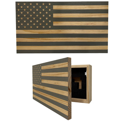 American Flag Concealed Gun Cabinet, Hidden Gun Storage American Flag (Natural)