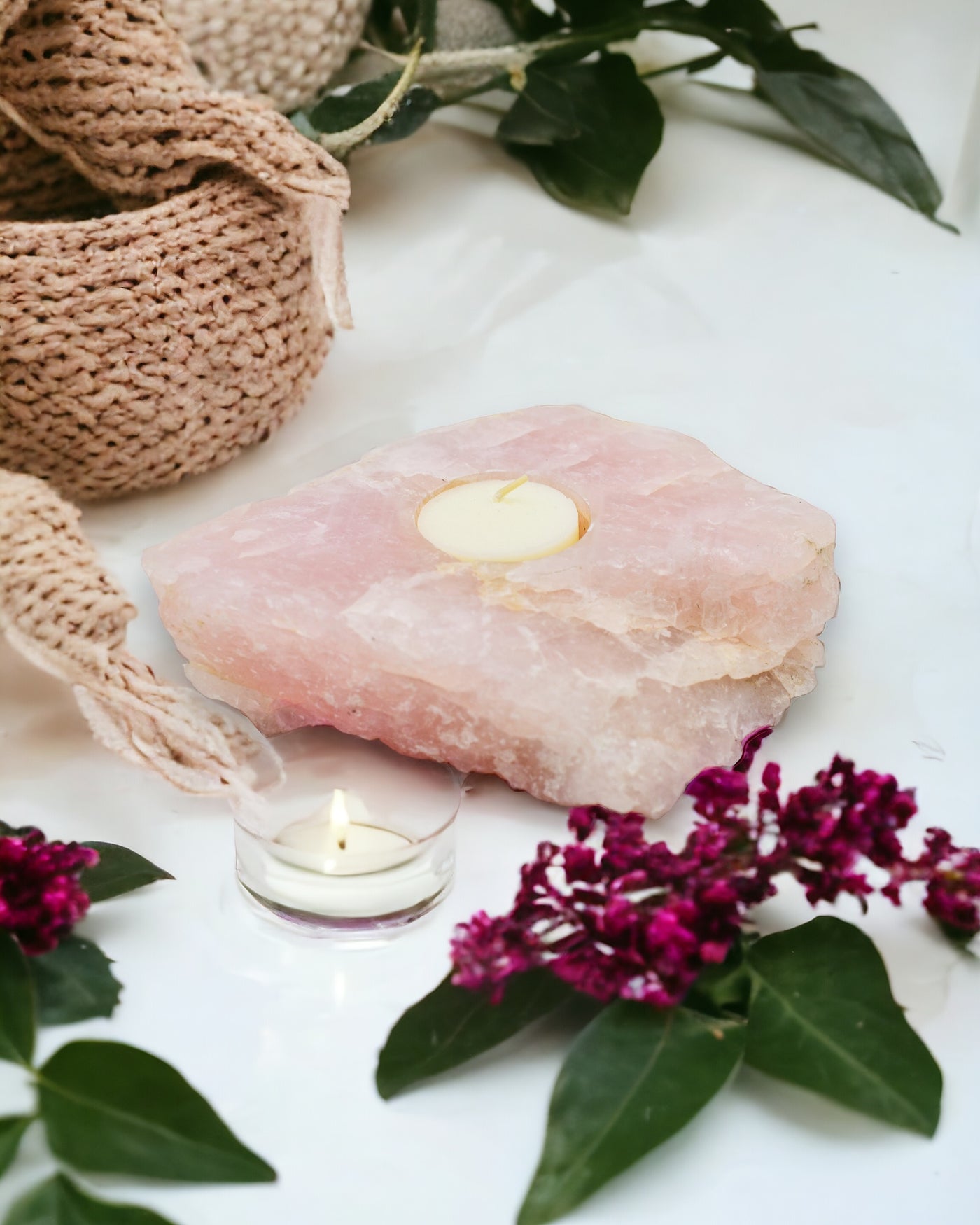 NEW Rose Quartz Candle Holders by Whyte Quartz