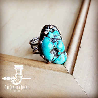 Blue Turquoise Ring set in Antique Copper 012w by The Jewelry Junkie