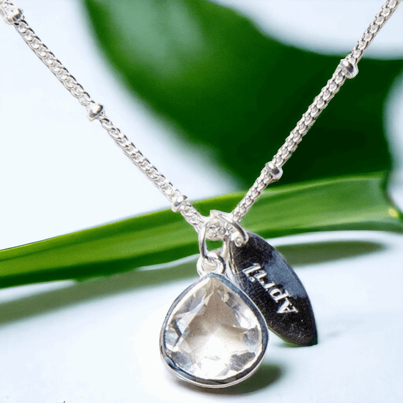 April Herkimer Diamond Birthstone Necklace by Tiny Rituals