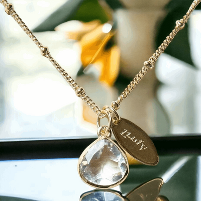 April Herkimer Diamond Birthstone Necklace by Tiny Rituals