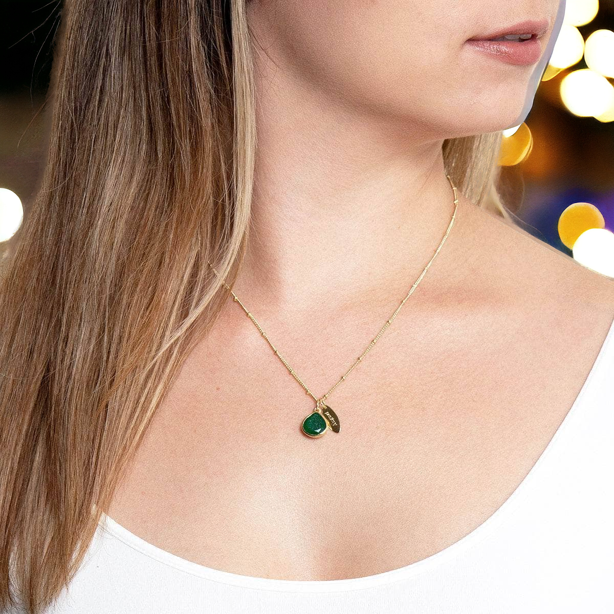 August Green Jade Birthstone Necklace by Tiny Rituals