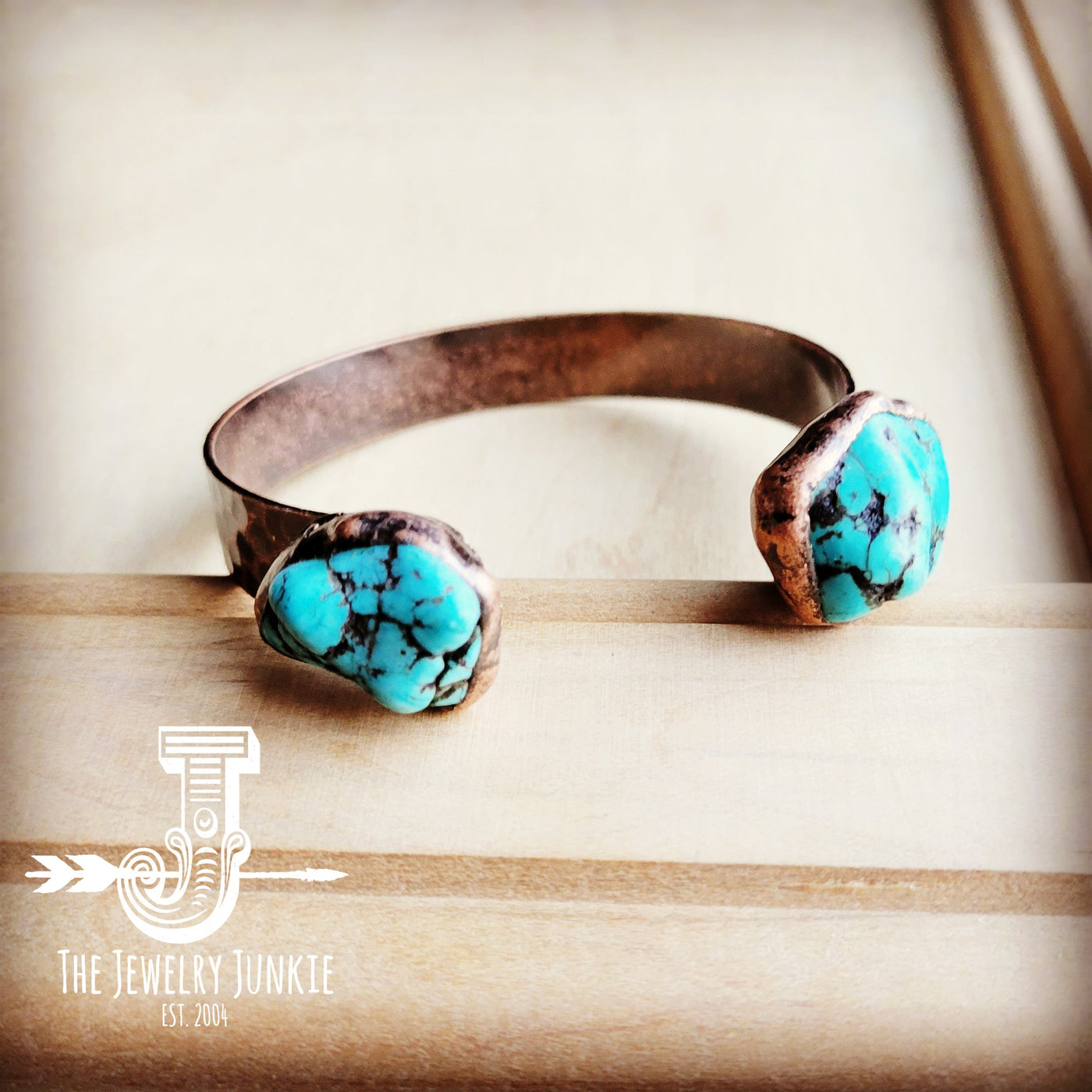 Genuine Natural Turquoise Cuff Bangle Bracelet in Copper 806t by The Jewelry Junkie