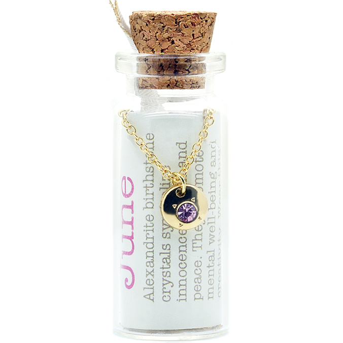 Birthstone Bottle Necklace by Lucky Feather